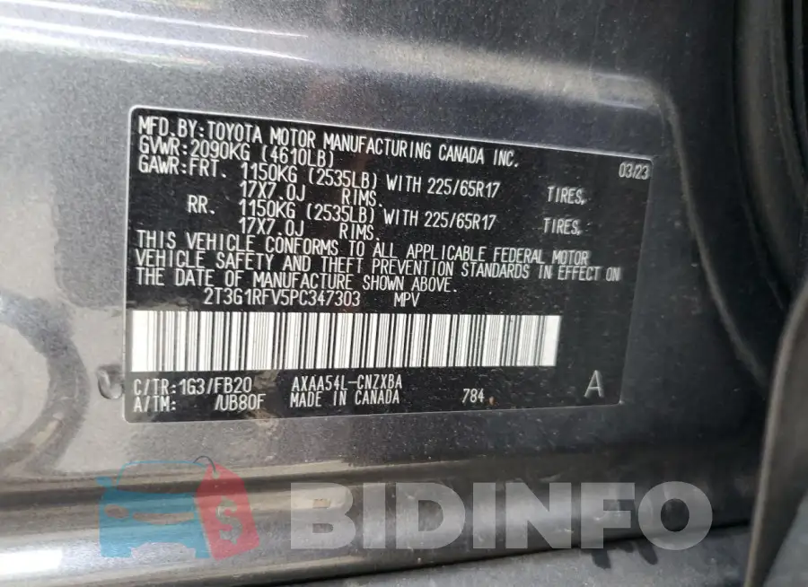 2T3G1RFV5PC347303 Photo# 13