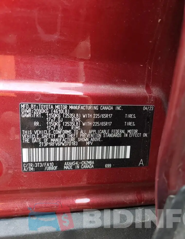 2T3P1RFV6PW370183 Photo# 13