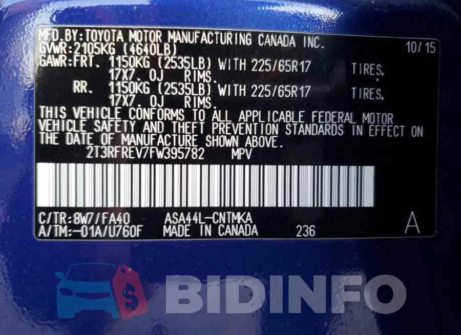 2T3RFREV7FW395782 Photo# 13