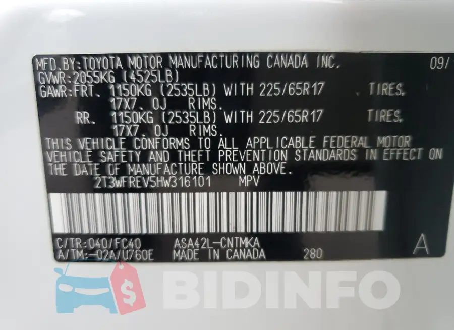 2T3WFREV5HW316101 Photo# 13