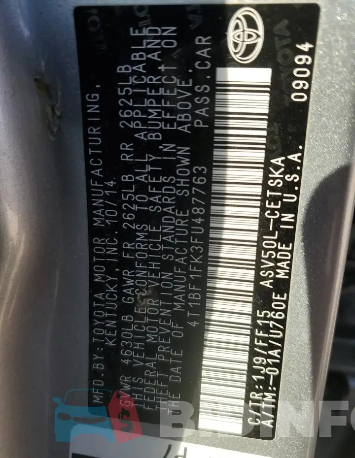 4T1BF1FK3FU487763 Photo# 13