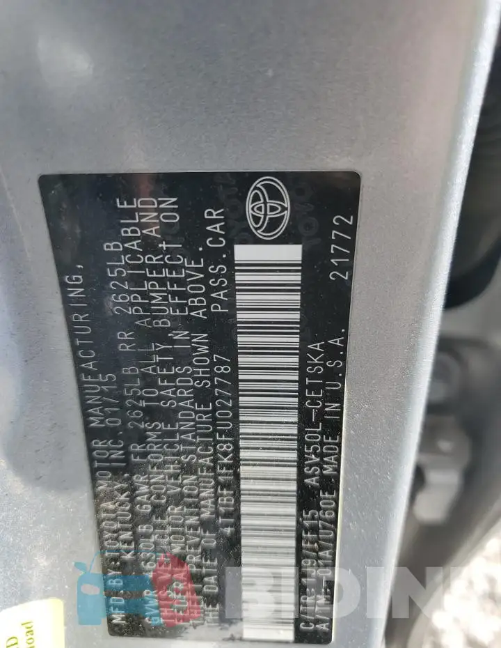 4T1BF1FK8FU027787 Photo# 13