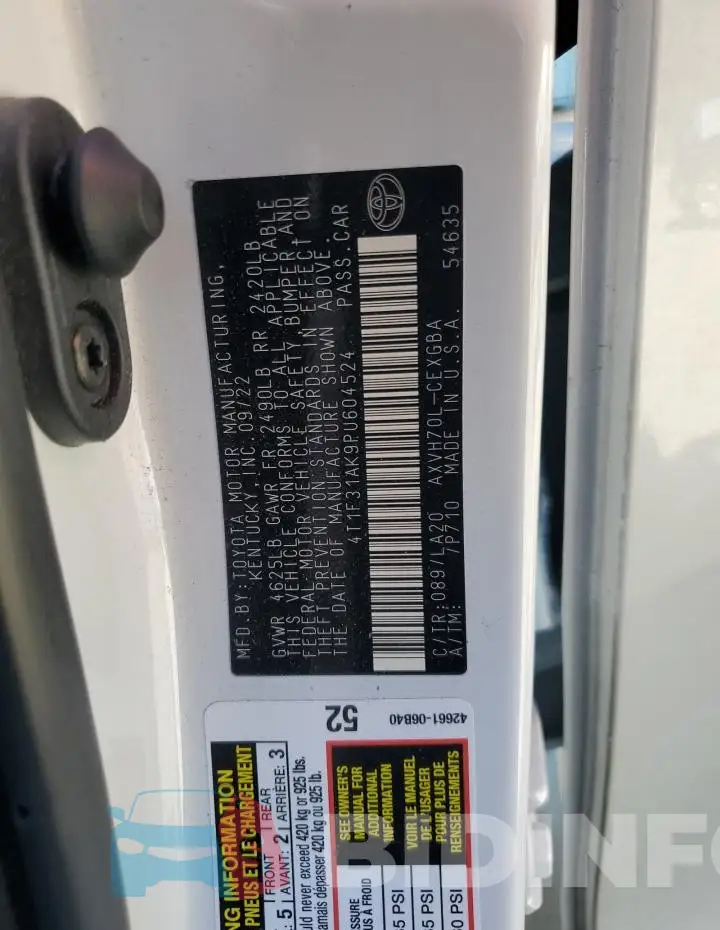 4T1F31AK9PU604524 Photo# 12
