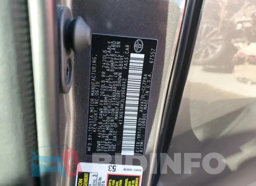 4T1K61AK3LU966042 Photo# 12