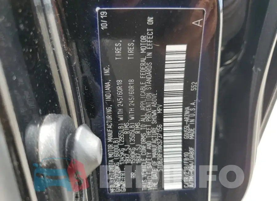 5TDBZRFHXKS737156 Photo# 13
