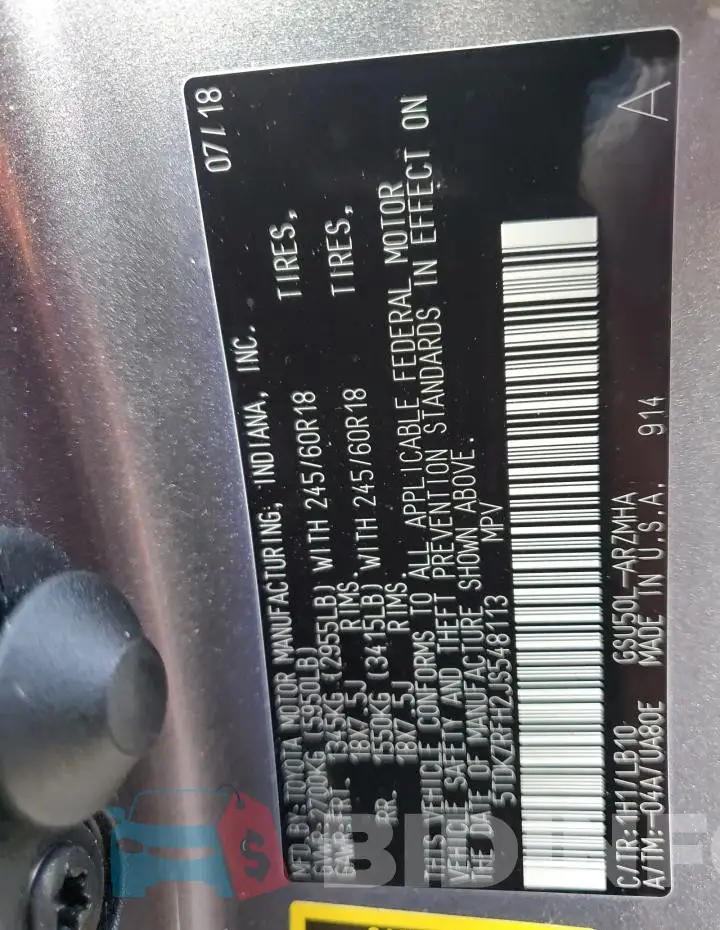 5TDKZRFH2JS548113 Photo# 13