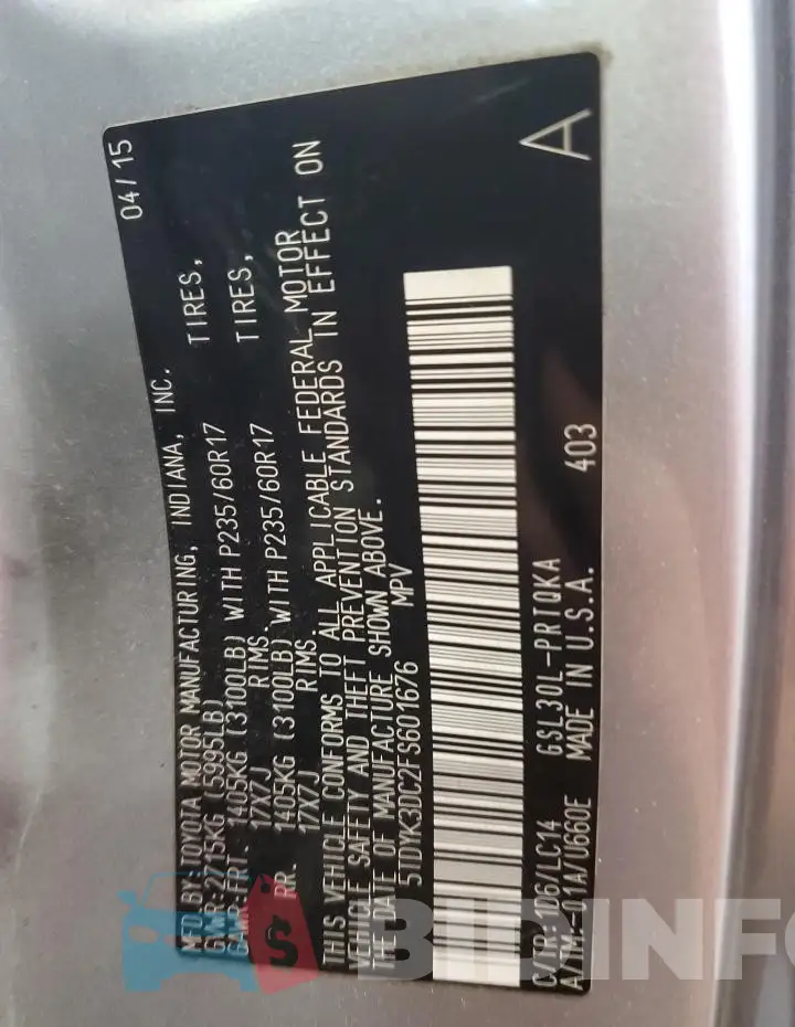 5TDYK3DC2FS601676 Photo# 13