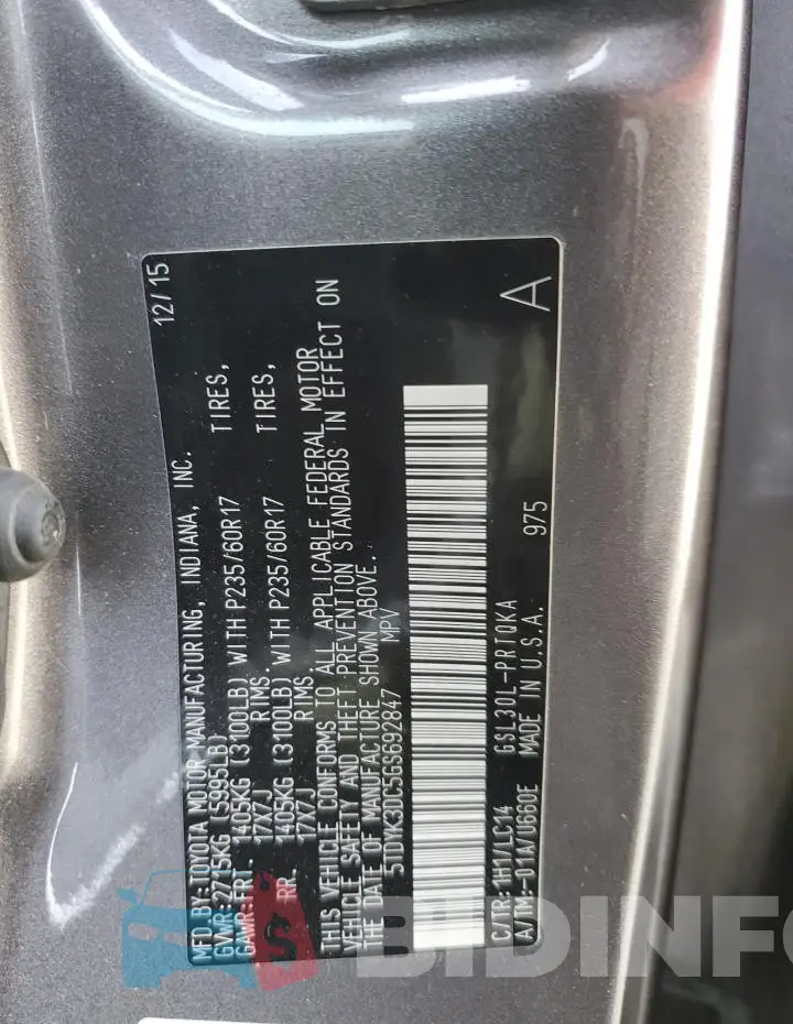 5TDYK3DC5GS692847 Photo# 14