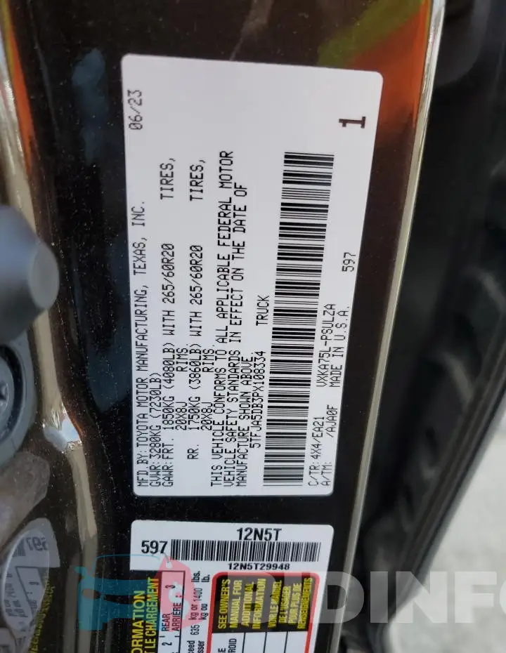 5TFJA5DB3PX108334 Photo# 12