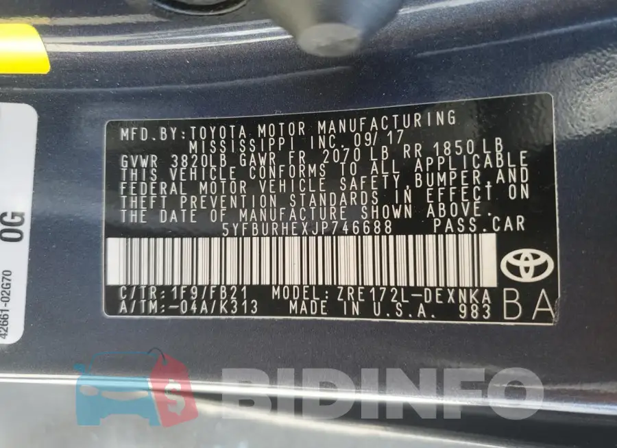 5YFBURHEXJP746688 Photo# 13