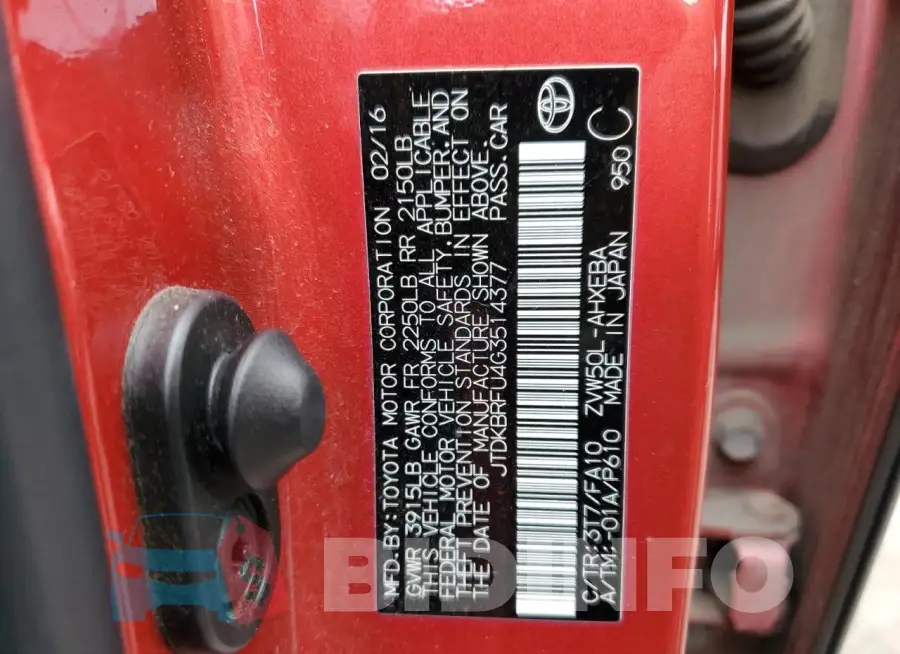 JTDKBRFU4G3514377 Photo# 13
