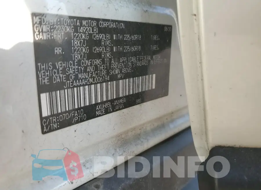 JTEAAAAH2MJ006194 Photo# 13