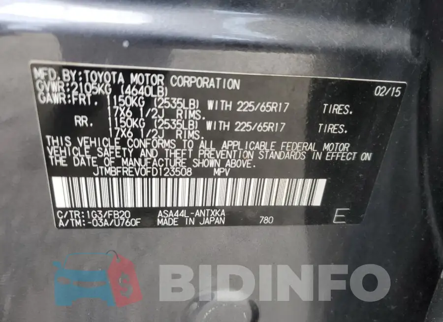 JTMBFREV0FD123508 Photo# 13