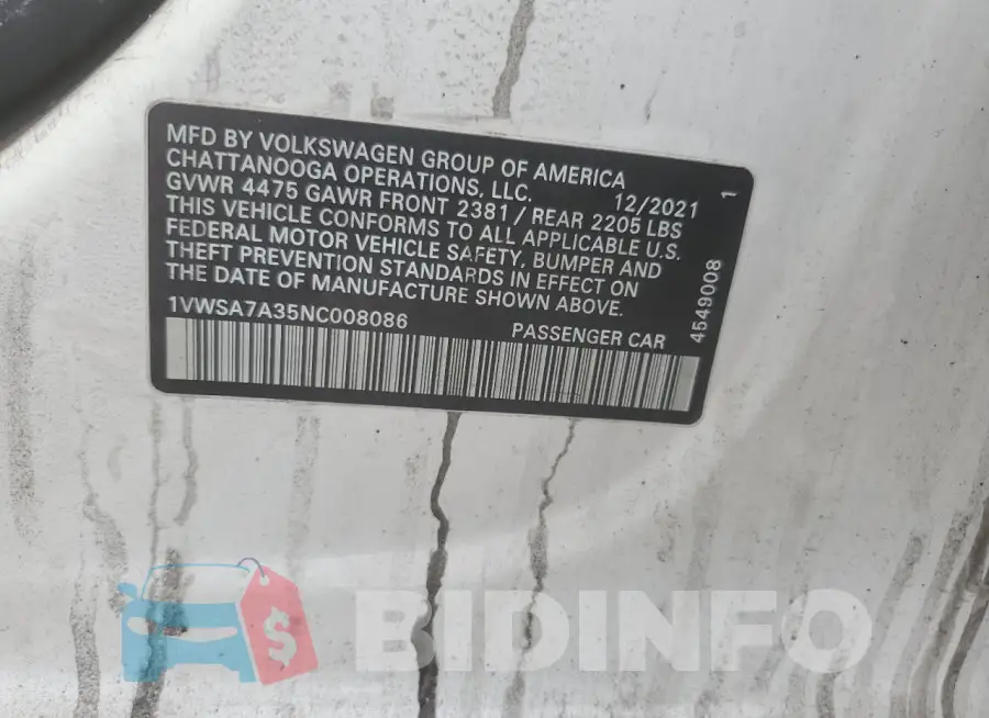 1VWSA7A35NC008086 Photo# 12