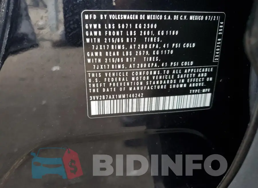 3VV2B7AX1MM146242 Photo# 12