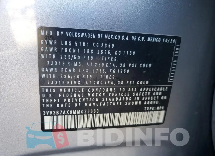 3VV3B7AX0MM026663 Photo# 13