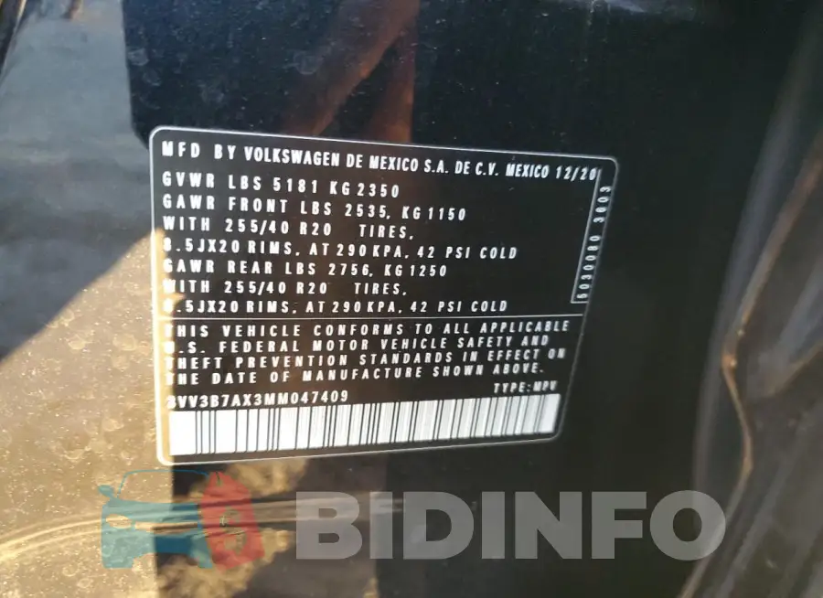 3VV3B7AX3MM047409 Photo# 14