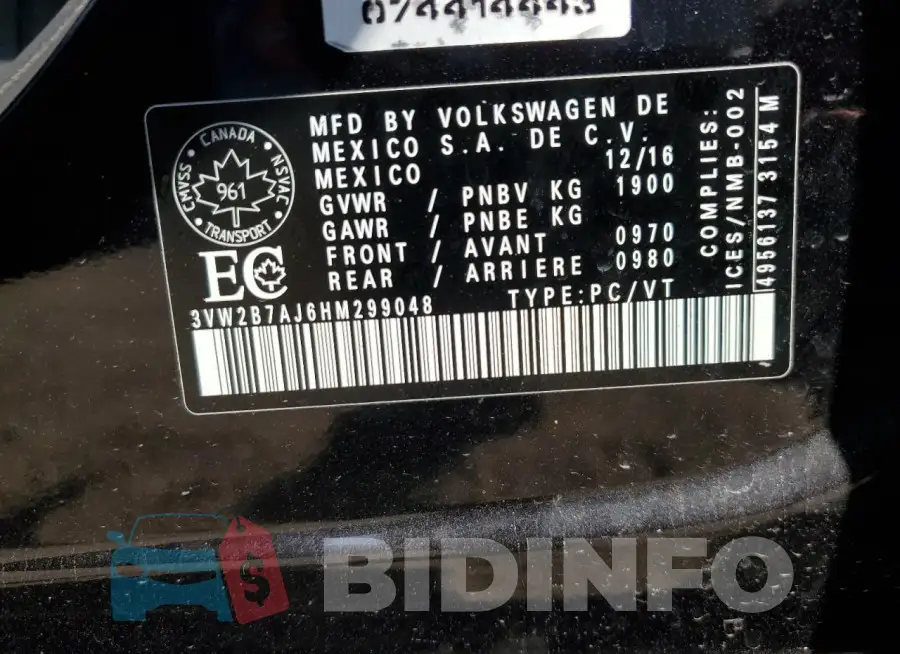 3VW2B7AJ6HM299048 Photo# 13