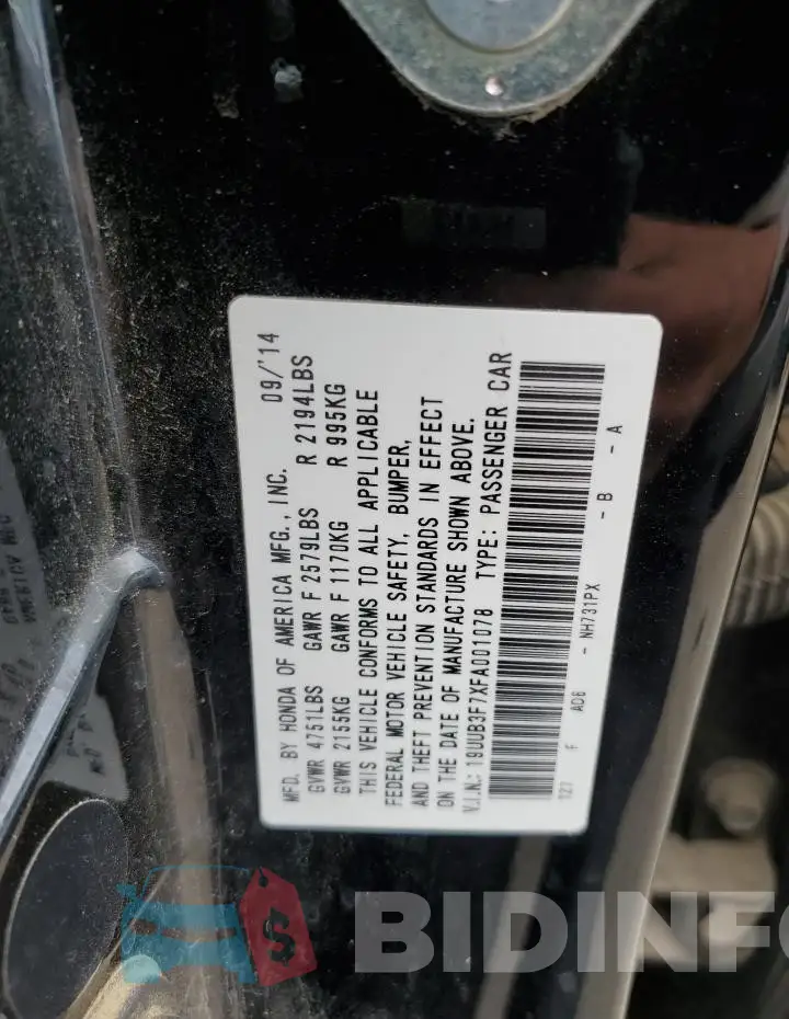 19UUB3F7XFA001078 Photo# 12
