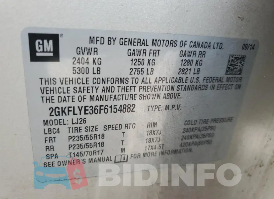 2GKFLYE36F6154882 Photo# 13