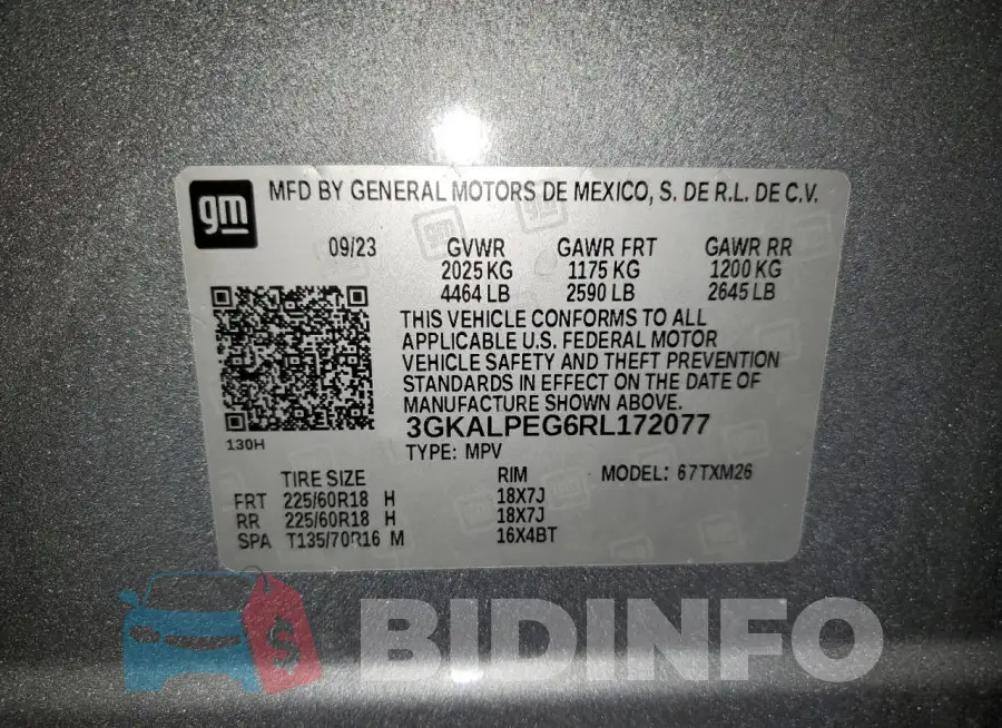 3GKALPEG6RL172077 Photo# 13