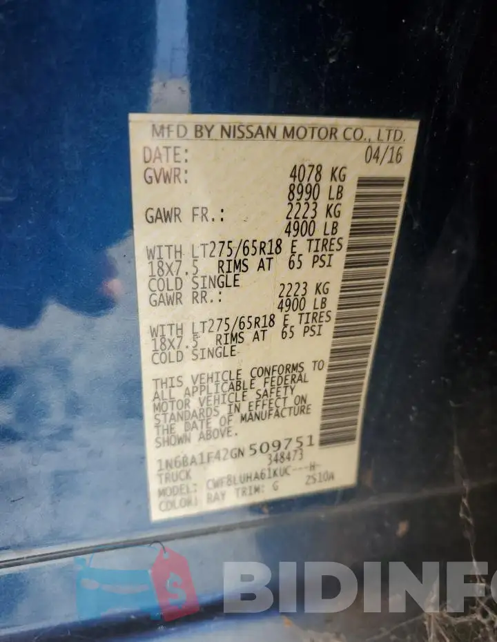 1N6BA1F42GN509751 Photo# 12