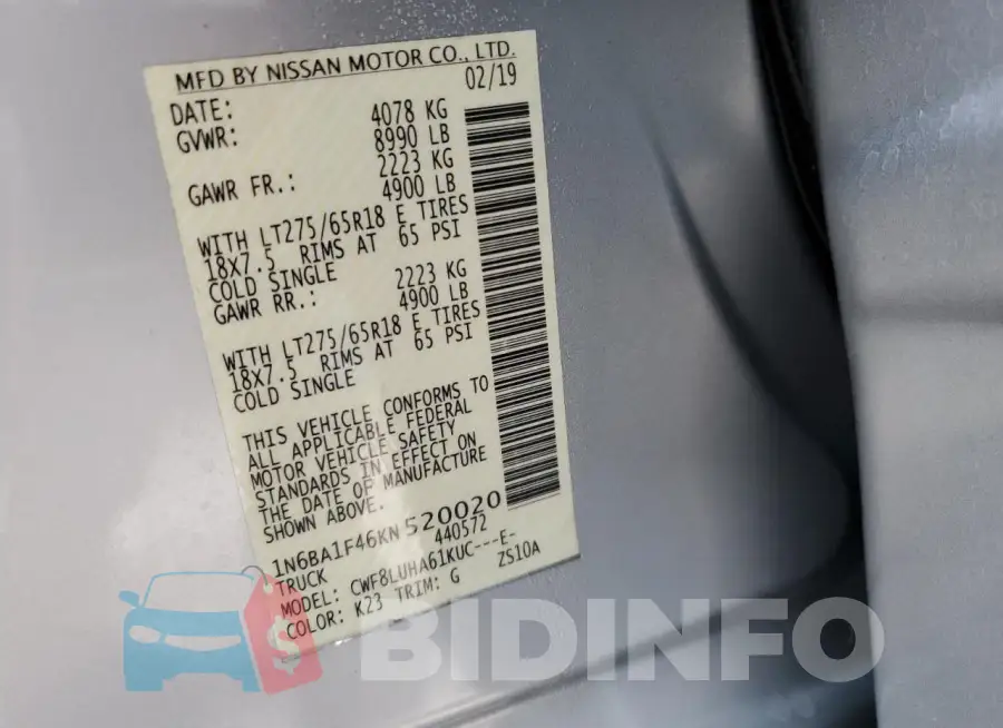 1N6BA1F46KN520020 Photo# 13