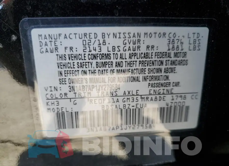 3N1AB7AP1JY279584 Photo# 12