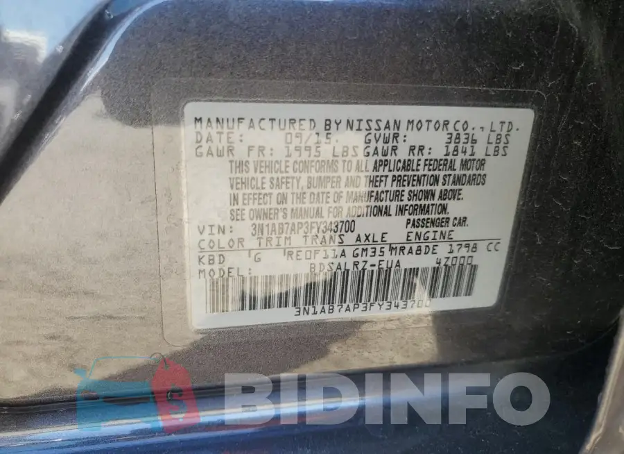 3N1AB7AP3FY343700 Photo# 12