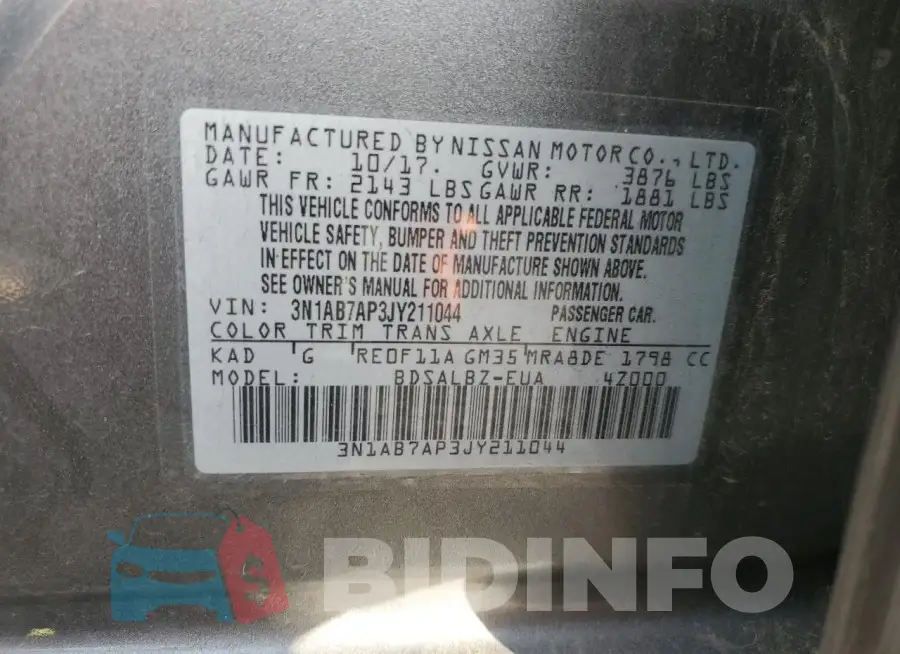 3N1AB7AP3JY211044 Photo# 13