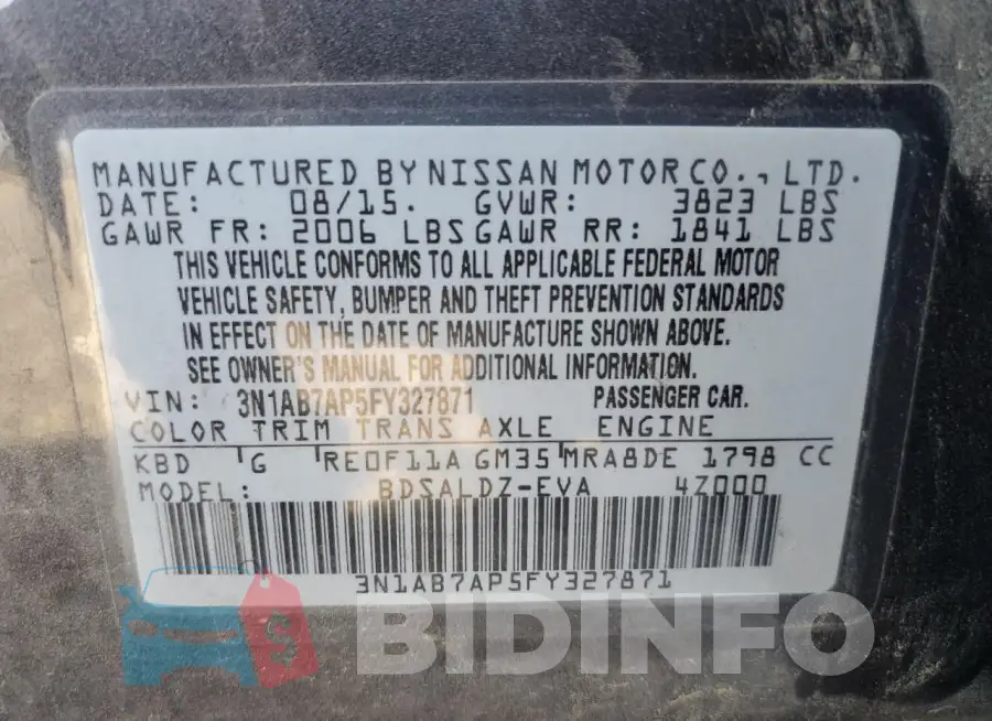 3N1AB7AP5FY327871 Photo# 13