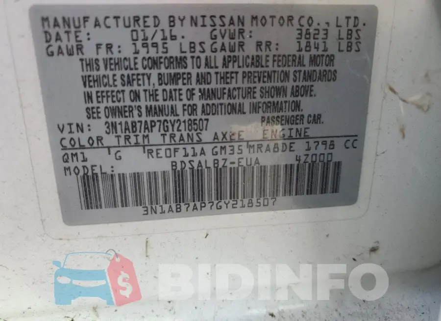 3N1AB7AP7GY218507 Photo# 12