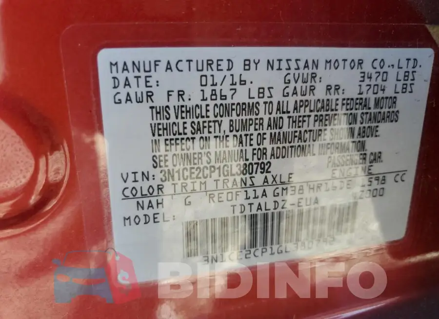 3N1CE2CP1GL380792 Photo# 12