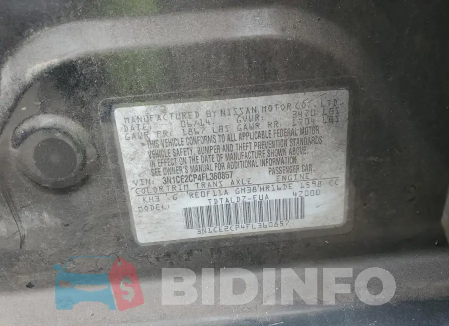3N1CE2CP4FL360857 Photo# 12