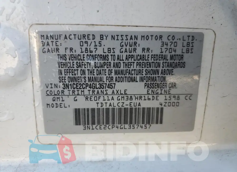 3N1CE2CP4GL357457 Photo# 12