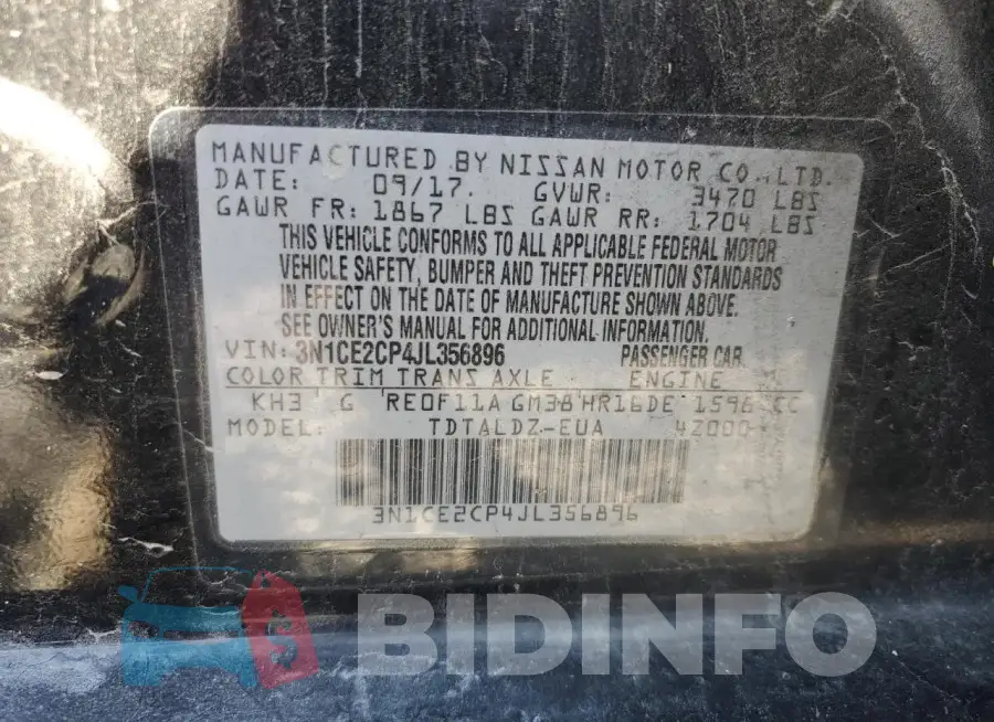 3N1CE2CP4JL356896 Photo# 12