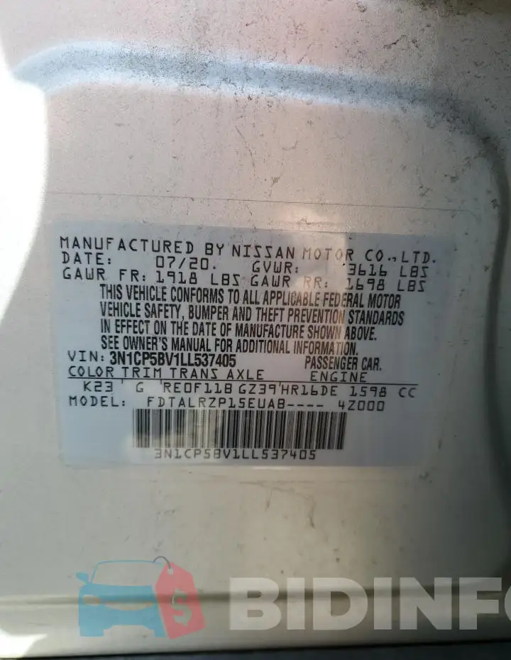 3N1CP5BV1LL537405 Photo# 13