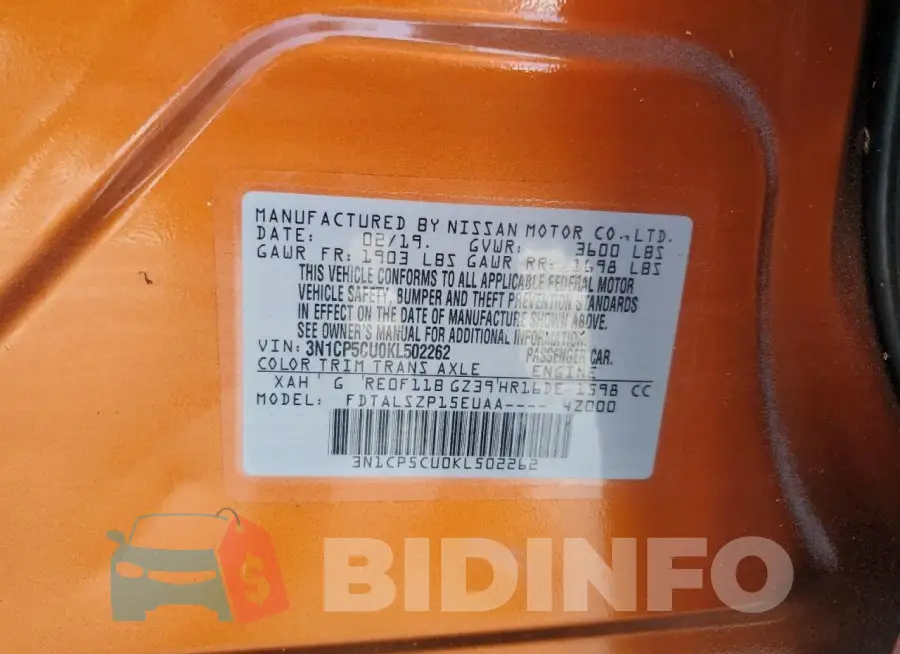 3N1CP5CU0KL502262 Photo# 13
