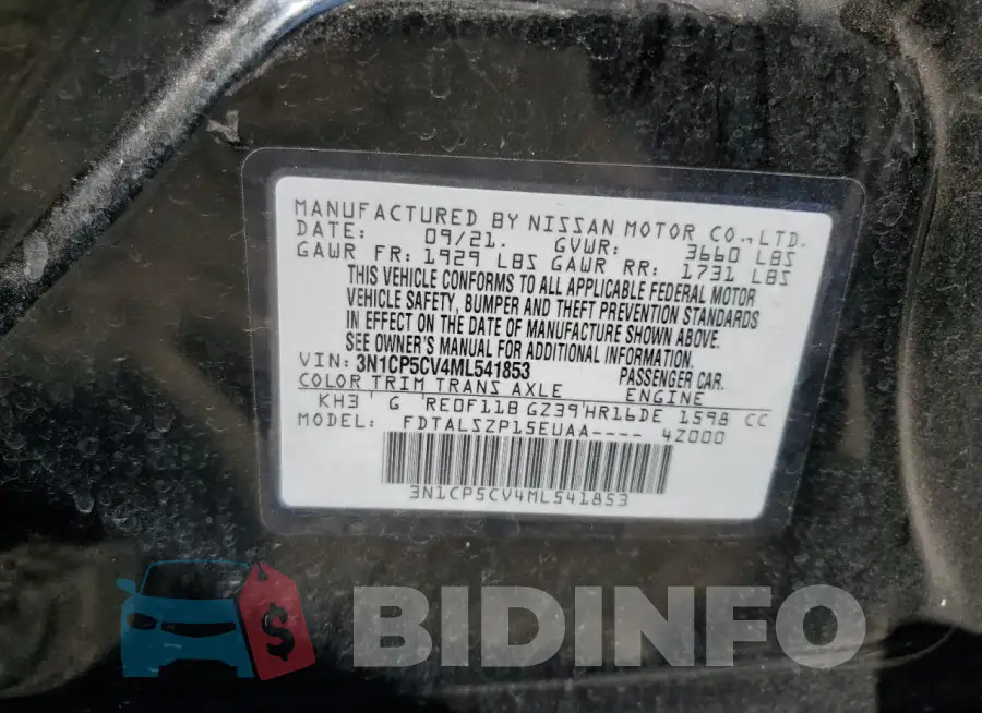 3N1CP5CV4ML541853 Photo# 12