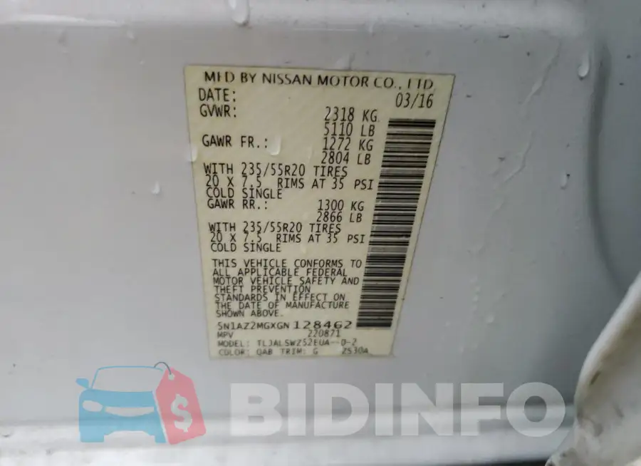 5N1AZ2MGXGN128462 Photo# 12