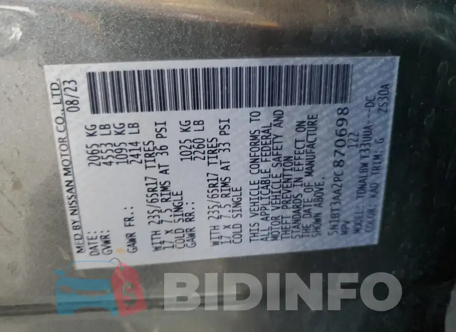 5N1BT3AA2PC870698 Photo# 14