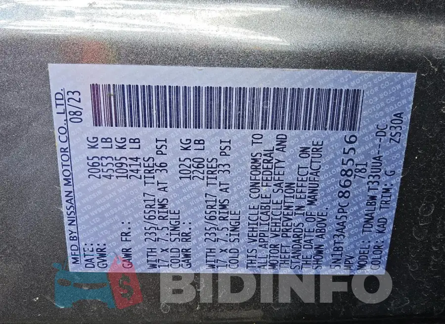 5N1BT3AA5PC868556 Photo# 13