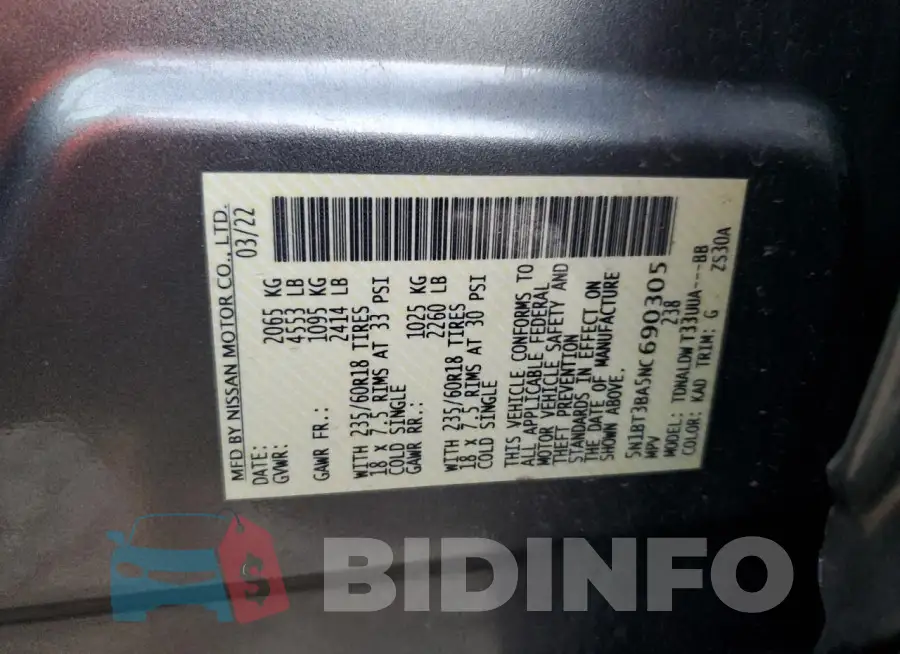 5N1BT3BA5NC690305 Photo# 13