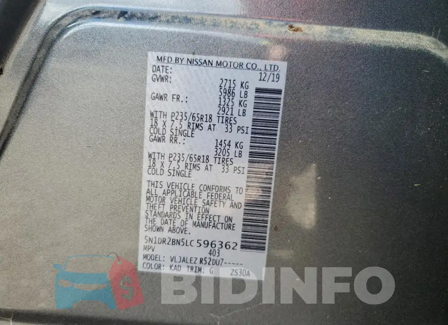 5N1DR2BN5LC596362 Photo# 13