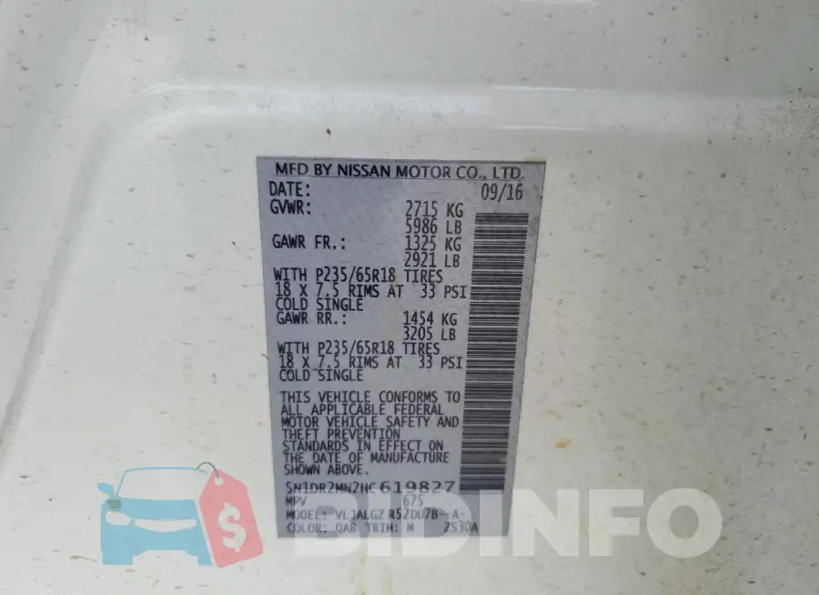 5N1DR2MN2HC619827 Photo# 13