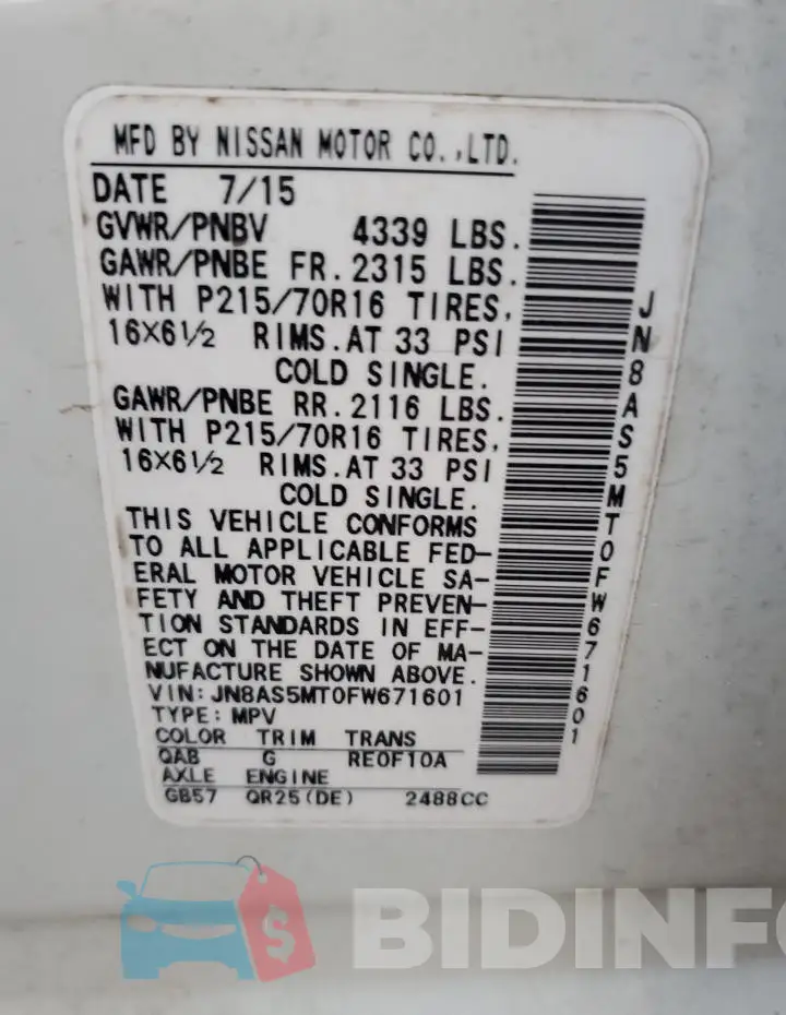 JN8AS5MT0FW671601 Photo# 13