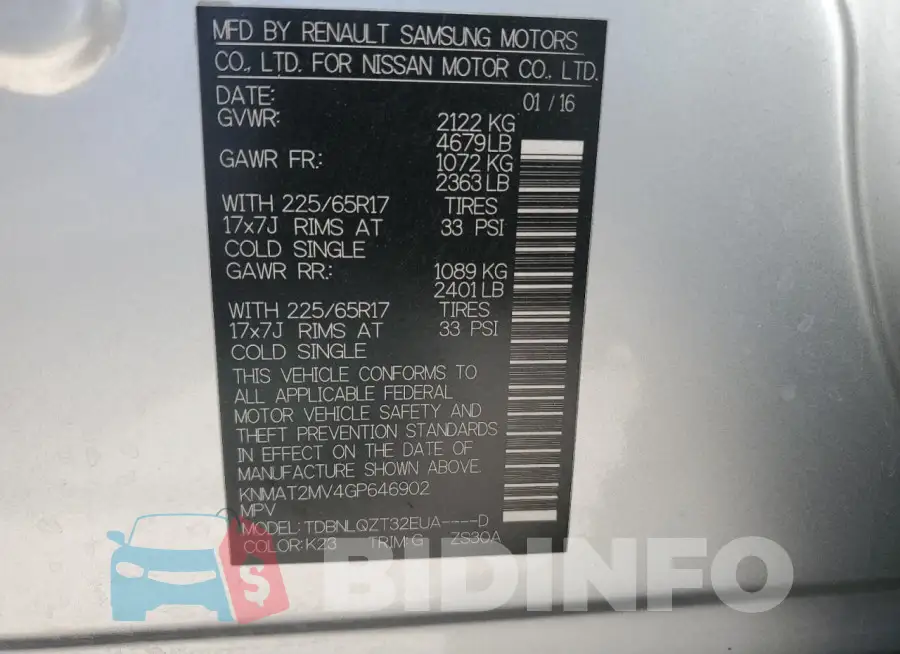KNMAT2MV4GP646902 Photo# 13