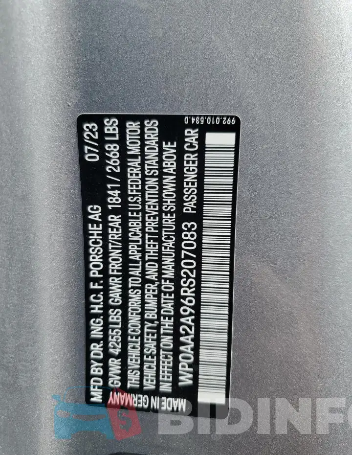WP0AA2A96RS207083 Photo# 12