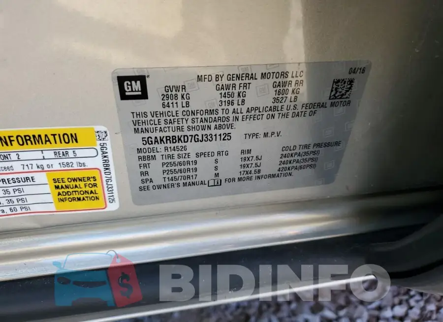 5GAKRBKD7GJ331125 Photo# 13