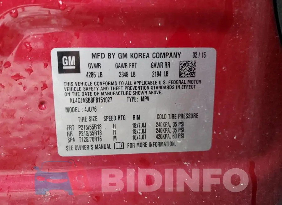 KL4CJASB8FB151027 Photo# 14